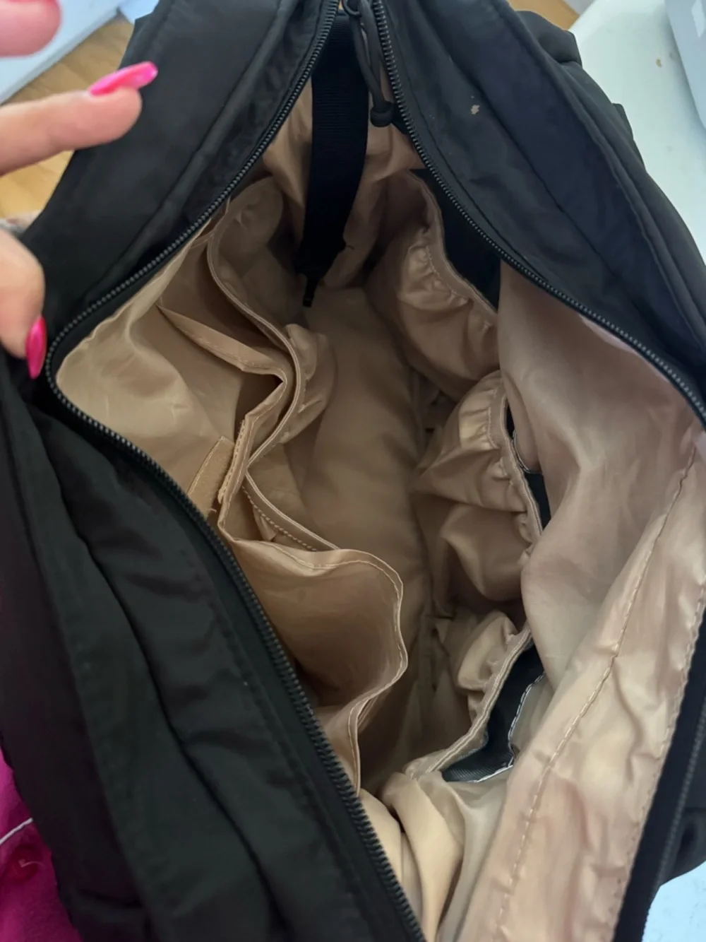 Black Women’s Baby Diaper Tote Bag with Convertible Straps